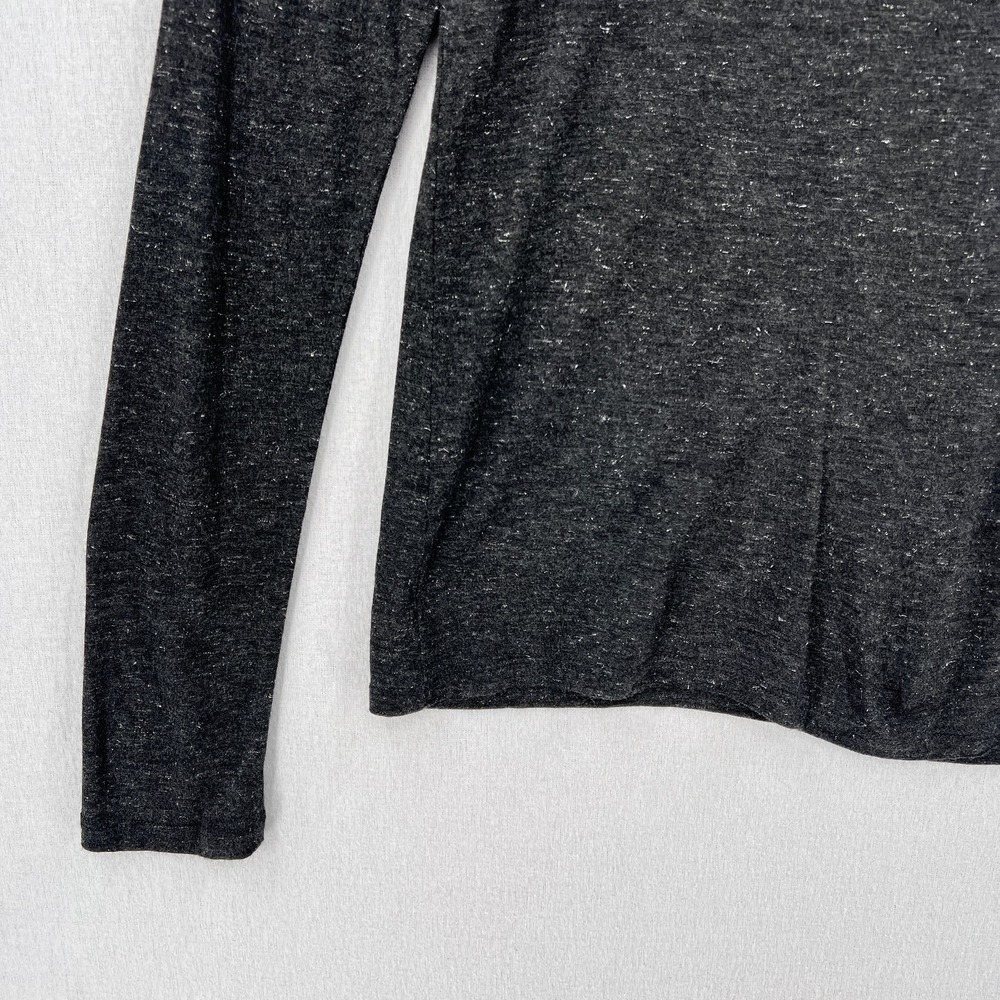 ALLSAINTS Esme Shimmers Tee Womens Large Charcoal Gray Silver Long Sleeve Crew - Picture 9 of 15